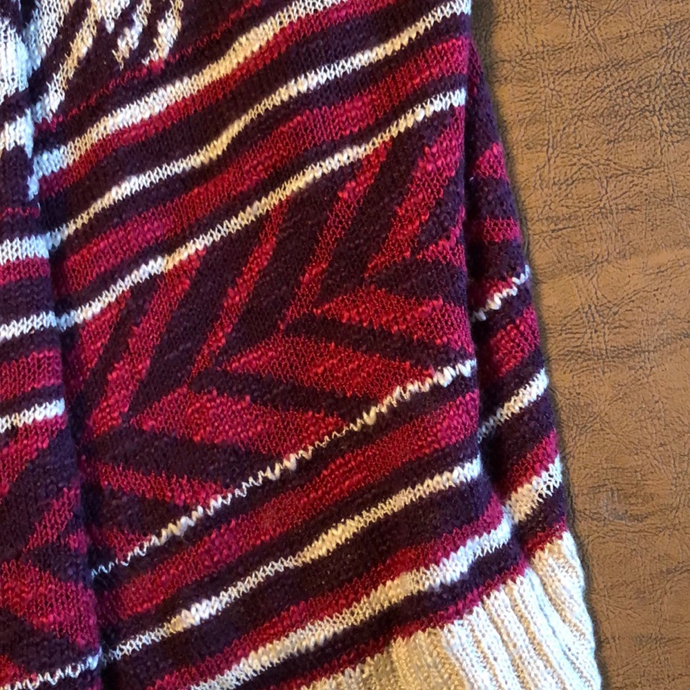 Pink Rose Red Tan Open Drape Open Front Sweater L - image 4